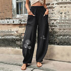 Womens Palazzo Pocket Lounge Jogger Ladies Floral Casual Harem Pants Trousers Us