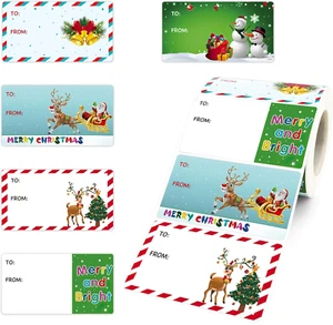 250 PCS Christmas Gift Tag - Self-Adhesive Stickers, Santa Design, Holiday Decor - Picture 1 of 12