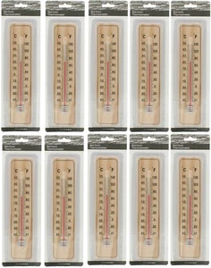 10x Holz Thermometer Innen Außen Zimmerthermometer Analog Temperaturmesser - Bild 1 von 2