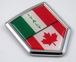 Italy Canada Italia Canadian Flag Car Chrome Emblem Decal Sticker Crest 3D - Imagen 1 de 2