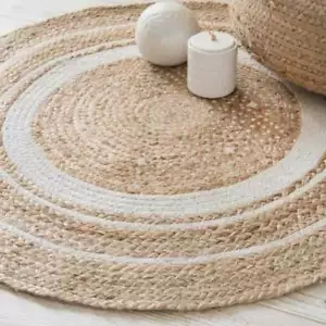 Handmade Natural Jute Area Rug Braided Bohemian Home Decor Rugs Round Rugs - Bild 1 von 3
