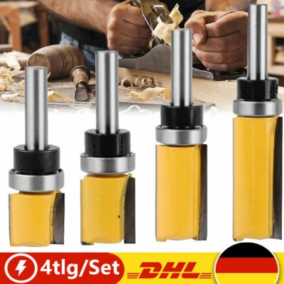 4 Stk 8mm Schaft Nutenfräser Oberfräse Bündigfräser Schaftfräser Holzfräser SET - Bild 1 von 4