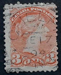 1894 Canada 3c orange QV stamp Guelph Ontario cancel - Picture 1 of 2