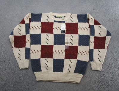 Vintage St Johns Bay Men's Checkered Knit Pullover Sweater Size L Tall Y2K NEW - Image 1 of 4