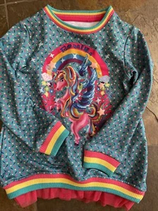 Rosalita señorita‘s sweatshirt  girls size 4 years Unicorn Rainbow Stars Ruffle - Picture 1 of 7