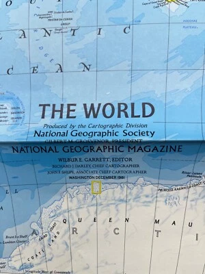National Geographic Magazine, Folded Paper Map, World Map, DEC. 1981 Foto 1 de 3