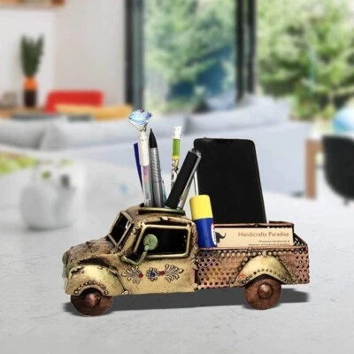 Truck Pen Stand and Mobile holder Showpiece Home Decor in Metal - 9.5 inches - Image 1 of 4