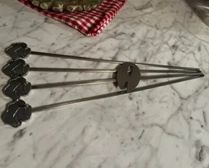 Four 14" Pampered Chef Shish Kabob Skewers With Chef Hat Holder - Picture 1 of 2
