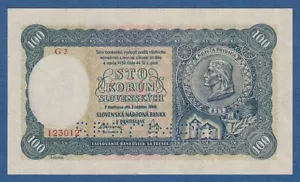 ESLOVAQUIA / SLOVAKIA -- 100 KORUN ( 7.10.1940 ) -- aUNC -- SPECIMEN -- PICK 11s - Imagen 1 de 2