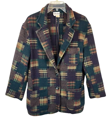 Vintage Rafaella Plaid Wool Blend Jacket  Women's Size M  Preppy Academia Madras - Image 1 of 4