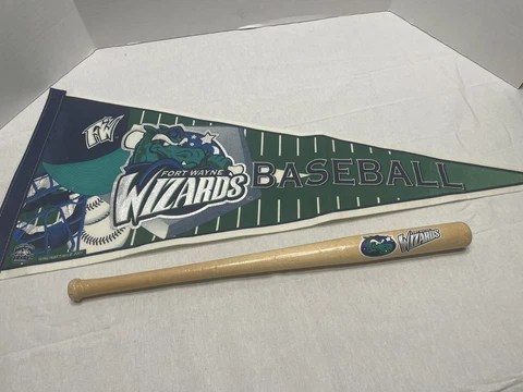 Fort Wayne Wizards Baseball Penant and Miniature Wizards Souvenirs Bat Cover