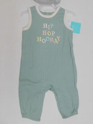 Infant Toddler Girl Easter Romper w/ Bib 0 3 6 9 18 Months Green - Image 1 of 4