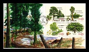 US COVER TREES FDC SETENANT SCOTT 1767A LOIS HAMILTON HAND PAINTED ALL OVER