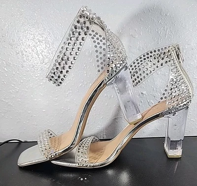 Sandalia de tacón bloque con estrás de gelatina transparente INC International Concepts MAKENNA4 9M Foto 1 de 4