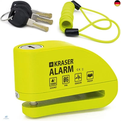 BESUCHE DEN KRASER- KRASER KR6Y Bremsscheibenschloss mit Alarm 110dB, Verstärkt, Wasserdicht,