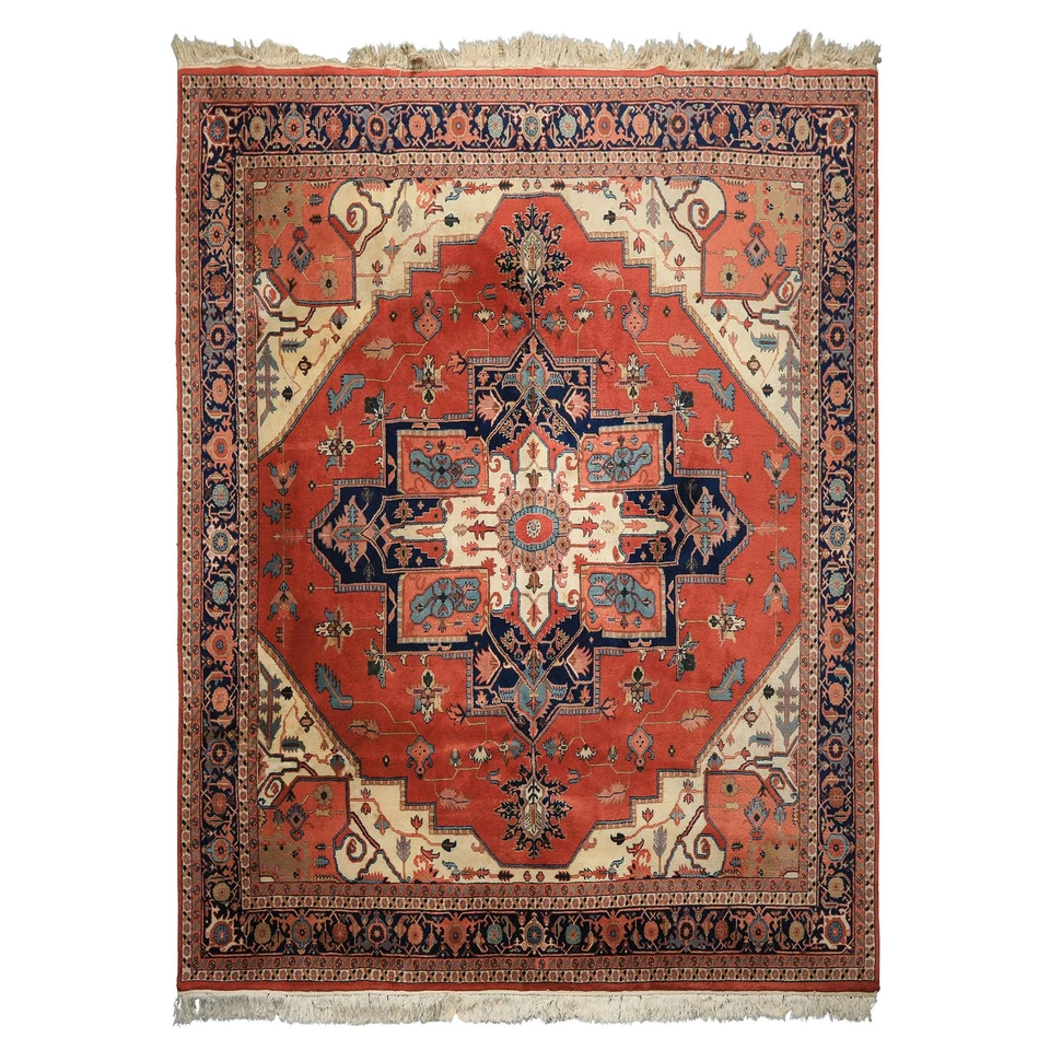 8'10''x9' Square Hand Knotted Wool Teracotta Herizz Traditional Rug - Image 1 of 4