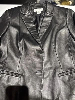 Calvin Klein Women's Size 8 Leather Jacket - Image 1 of 4