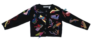 Vintage schwarz Michael Simon Hausschuhe Schuhe Perlen Pullover Cardigan Gr. 1 (S/M) - Bild 1 von 9