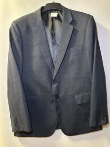 Chaqueta Blazer Jaeger Gris Lana Poli Pecho Único Reino Unido 44R Piqué Inteligente Negra - Imagen 1 de 11