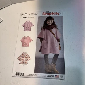 SIMPLICITY 8428 CHILD'S PONCHO IN 2 LENGTHS. UNCUT SIZE S-L  Easy to Sew - Picture 1 of 5