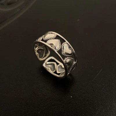 Anillo ajustable abierto corazón desalineado para mujer único moda joyería regalo Foto 1 de 4