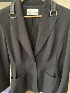 Vintage Mugler Blazer schwarz Lederriemen XS Größe 0-2 - Bild 1 von 13