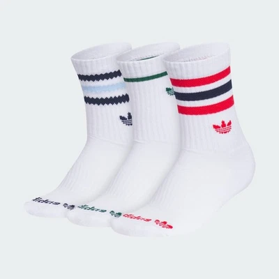 Adidas Originals Roller 3.0 Crew Socks White 3-Pack Kids Unisex 5Y-7Y - Image 1 of 4