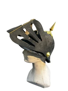 Antique Odd Fellows Ceremonial Brass Skull Bones Spiked Ceremonial Hat Face Mask - Picture 1 of 11