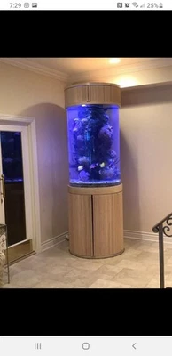 180G сделанный на заказ цилиндрический аквариум живого цвета с подставкой и навесом - Изображение 1 из 4
