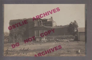 Carleton NEBRASKA RPPC 1908 TORNADO Ruinen ZERSTÖRT SCHULHAUS Katastrophe NE - Bild 1 von 3