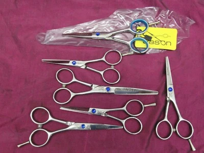 6pc Lot JASON professional hair stylist cutting scissors shears 440C JS-4.0 5.5 - Image 1 of 4