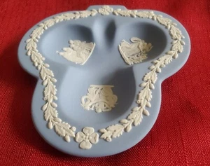 PLATO BARATIJA WEDGWOOD CLUB HOJA 4,75 X 4,5" JASPE AZUL BLANCO INGLATERRA COLECCIONISTA - Imagen 1 de 11