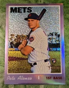 Topps Heritage High# 2019 Pete Alonso refractor púrpura sp ¡novato! ¡CAJA CALIENTE LIMPIA! - Imagen 1 de 3