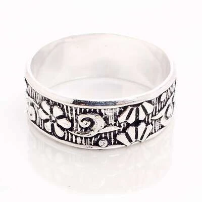 925 Placcato Argento Handmade Design Gioielli Regalo per Lei Anello Misura 8.75 - Immagine 1 di 3