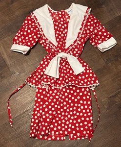 Vintage 1980s Randi Tara Peplum Red Polka Dot Dress Girls Size 12 🔥 Retro Glam! - Picture 1 of 6