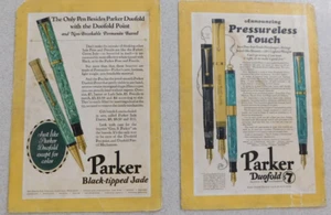 Two Vintage 1927 Ads For Parker Pen Duofold #AA - Picture 1 of 10