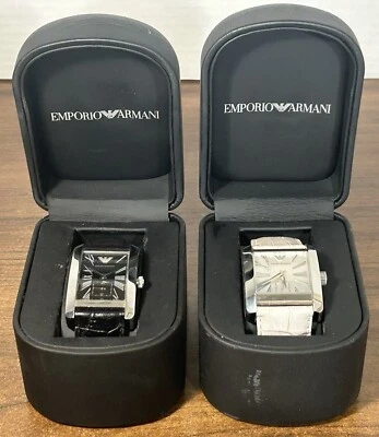 Emporio Armani Watch Men/Women His/Her AR0143, AR0183 Leather Band Wedding Gift - Image 1 of 4