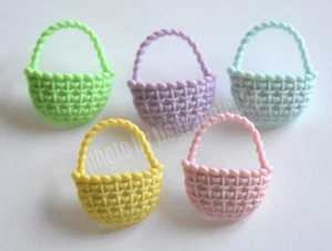 5 Pastel Easter Baskets / Shank Back Craft Embellishments / Spring Crafts - Picture 1 of 2