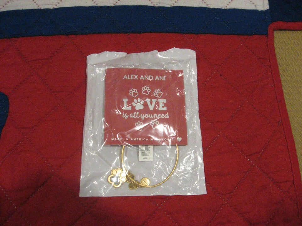 Alex and Ani Charity By Design Prints of Love Bangle Bracelet Gold