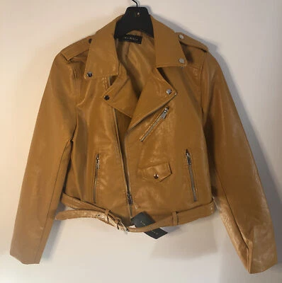 NWT LIKA RULLA Sz S/M Mustard Yellow Leather Motorcycle Jacket - Image 1 of 4