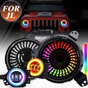 LED Halo Headlights Combo for Jeep Wrangler JL JLU Gladiator 2018 2019 2020 2021 - Foto 1 di 12