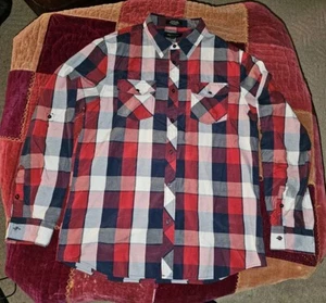 EIGHTY-EIGHT Platinum Button Up Plaid Mens Shirt Size XL Red Blue Snap Pockets - Picture 1 of 16