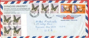 Ceylon Sri Lanka BUTTERFLY Block of 4 + Strip of 3 + Telephone on Adv cover USA - Picture 1 of 1