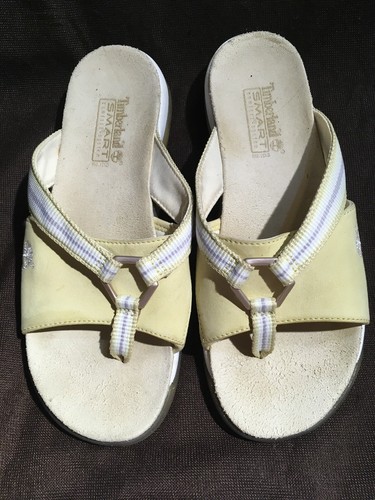 Sandali donna Timberland in pelle gialla con tanga taglia 7