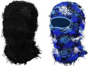 2 Pack Distressed Balaclava Ski Mask, Knitted Balaclava Full Face Mask, Fuzzy Sk - Picture 1 of 12