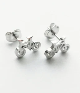 Bicycle Earrings Lovely Gift for Cyclists or Rider Present Ear Beautiful Silver - Picture 1 of 2