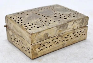 Antique Brass Small Betel Nuts Supari Box Original Old Hand Crafted Engraved - Picture 1 of 7