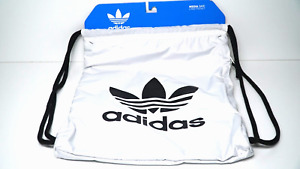 NEW! Adidas Trefoil Sack Pak Drawstring Unisex Gym Bag White 3 Stripes Life NWT
