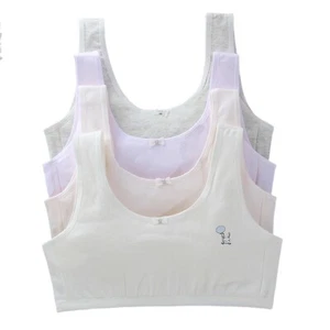 4 Pack Girls Cotton Sports Bras Kids Soft Training Crop Top Underwear Mix Colour - Picture 1 of 13