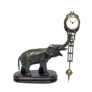 German Junghans Style Porcelain Dial Brass Elephant Swinging Clock - Picture 1 of 6